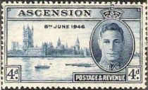 King George VI and Houses of Parliament, London