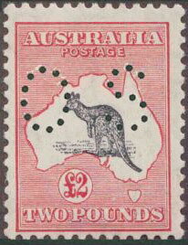 Kangaroo and Map, Perforated OS