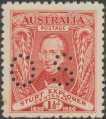 Centenary of Sturt's Exploration, Perforated OS