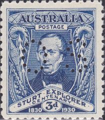 Centenary of Sturt's Exploration, Perforated OS