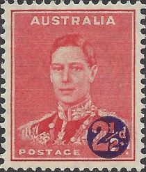 King George VI - Surcharged 2½d on 2d