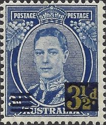 King George VI - Surcharged 3½d on 3d