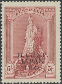 Queen Elizabeth, overprinted B.C.O.F. JAPAN 1946