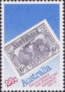 1931 6d Kingsford Smith's Flights stamp