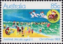 Santa Claus in Sleigh over Beach