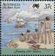 Aborigines Watch Arrival of Fleet, Botany Bay