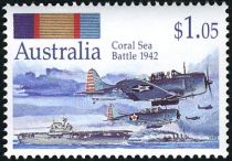 Fighter Plane, Aircraft Carrier and Cruiser, Coral Sea