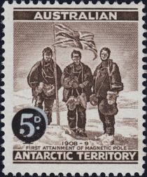 Shackleton Expedition at South Magnetic Pole - surcharged