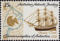 Cook's Ship HMS "Resolution" and Route around Antarctica