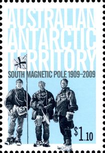 Raising Union Jack at Magnetic South Pole