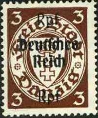 Stamps of Danzig surch Deutsches Reich and new values.