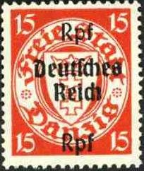 Stamps of Danzig surch Deutsches Reich and new values.