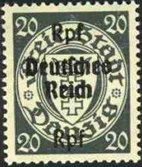 Stamps of Danzig surch Deutsches Reich and new values.