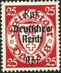 Stamps of Danzig surch Deutsches Reich and new values.