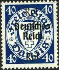 Stamps of Danzig surch Deutsches Reich and new values.