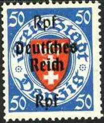 Stamps of Danzig surch Deutsches Reich and new values.