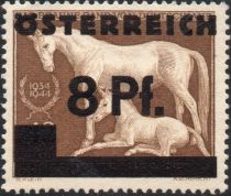 Overprint German stamp mare with foal