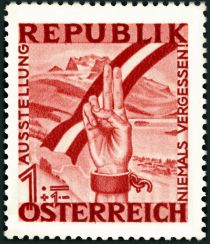 Hand Swearing Oath and Austrian Flag