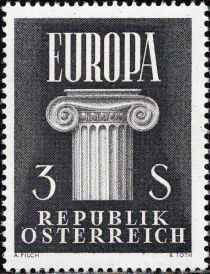 Part of an Ionian pillar with the word "EUROPA"