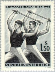 Gymnasts with gym rod