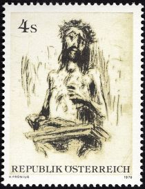 "Merciful Christ", dry-point etching by Hans Fronius