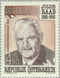 Birth Centenary of Julius Raab (1891-1964), politician