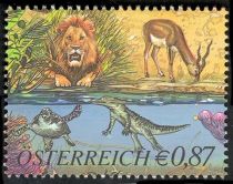 Lion (Panthera leo), Gazelle (Gazella sp.), Tortoise, Crocod