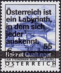 Overprinted with new Design - Quotation from Qualtinger