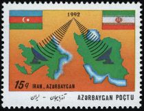 Flags and Maps of Azerbaijan and Iran and Communications