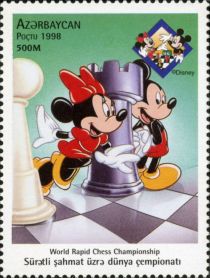 Mickey and Minnie Mouse with Pawn and Rook