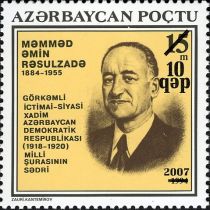 110th Birth Anniversary of Mammed Amin Rasulzade - Surcharge