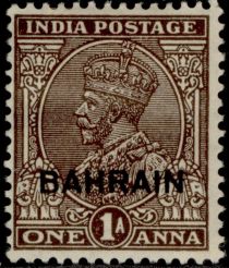 King George V wearing Imperial Crown of India - overprinted