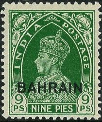 King George VI wearing Imperial Crown of India - overprinted