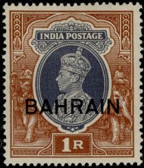 King George VI wearing Imperial Crown of India - overprinted