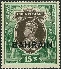 King George VI wearing Imperial Crown of India - overprinted