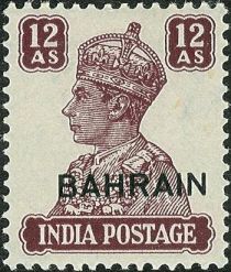 King George VI wearing Imperial Crown of India - overprinted