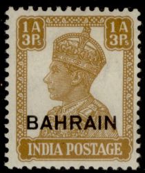 King George VI wearing Imperial Crown of India - overprinted