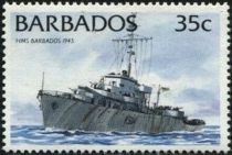 HMS Barbados, 1945