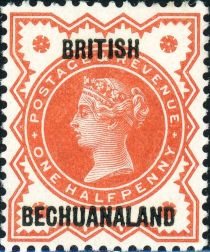 Great Britain stamps overprinted in black "BRITISH BECHUANA…