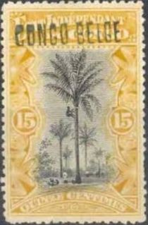 Oil Palm Trees manual overprint "CONGO BELGE"