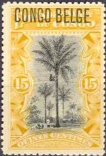 Oil Palm Trees typographic overprint "CONGO BELGE"