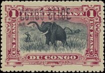 African Elephant manual overprint "CONGO BELGE"