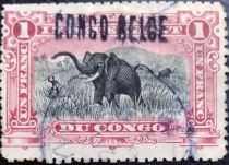 African Elephant manual overprint "CONGO BELGE"