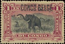 African Elephant manual overprint "CONGO BELGE"