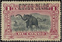 African Elephant manual overprint "CONGO BELGE"