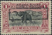 African Elephant typogr overprint "CONGO BELGE" overprinted