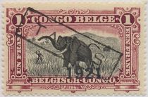 Belgian Congo stamps of 1921 overprinted by TAXES