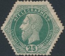 Telegraph Stamp: Leopold II on a full background