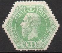 Telegraph Stamp: Leopold II on a full background