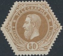 Telegraph Stamp: Leopold II on a full background